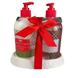 Pier 1 Apple Crisp Hand Wash Lotion Caddy Set Red Plaid Holiday Gift G72Q